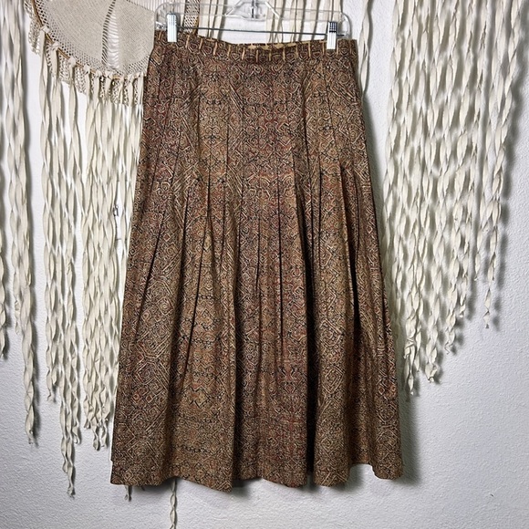 Peruvian Connection Pima Cotton Aline Pleated Midi Skirt Size 10 - Picture 1 of 7